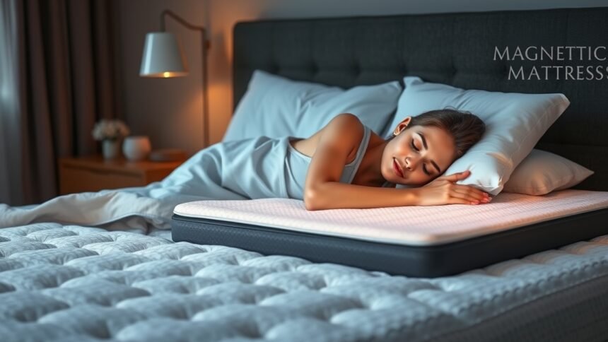 Mágneses derékaljon pihenő nő, egészséges alvás elősegítése