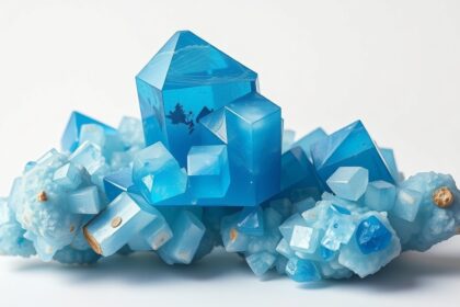 Hemimorfit ásvány, kék kristályokkal, energetikai támogatás