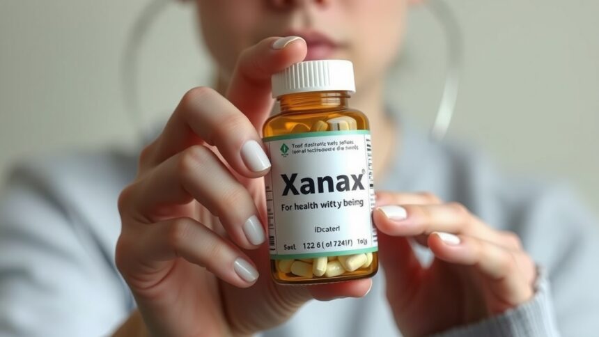 Xanax gyógyszer üveg, szorongás csökkentésére