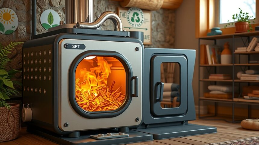 Fűrészporos kazán működés közben, hatékony és környezetbarát fűtés