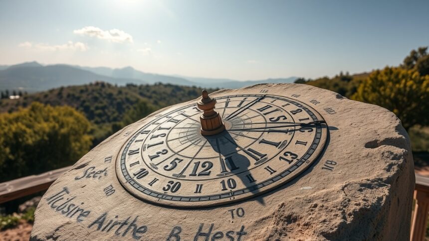 Ókori napóra a természetben, napfényben.