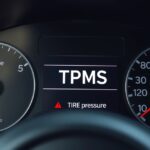TPMS rendszer és guminyomás kijelző az autó műszerfalán.
