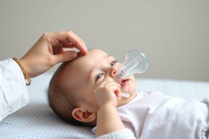 Baba orrszívó használat közben, gyermekápolási tippek