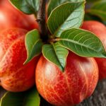 Friss birsalma levelekkel körülvett gyümölcsök