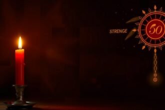 Piros gyertya a spirituális energiák és szimbólumok képviseletében