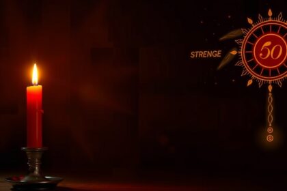 Piros gyertya a spirituális energiák és szimbólumok képviseletében