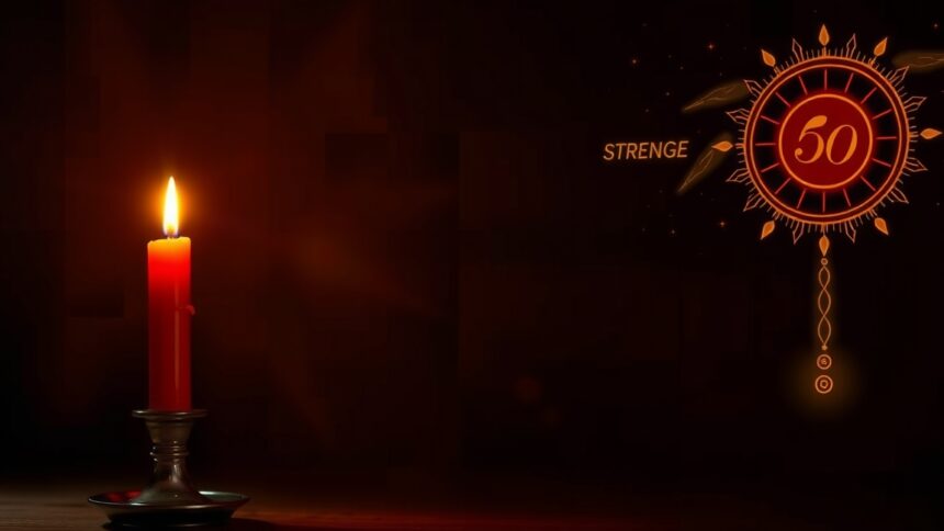 Piros gyertya a spirituális energiák és szimbólumok képviseletében