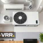Modern VRV klímarendszer otthonban, energiahatékony hűtés és fűtés.