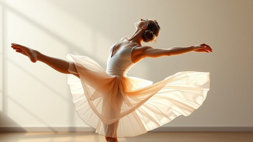 Táncoló balerina harmonikus mozgásban, a balett jótékony hatásai