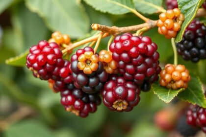 A faeper bogyói közelről mutatva, egészséges bogyós gyümölcsök