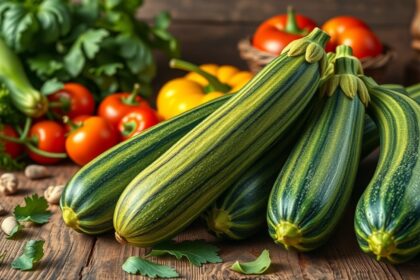 Friss cukkini zöldségek különböző zöldségekkel, például paradicsommal.