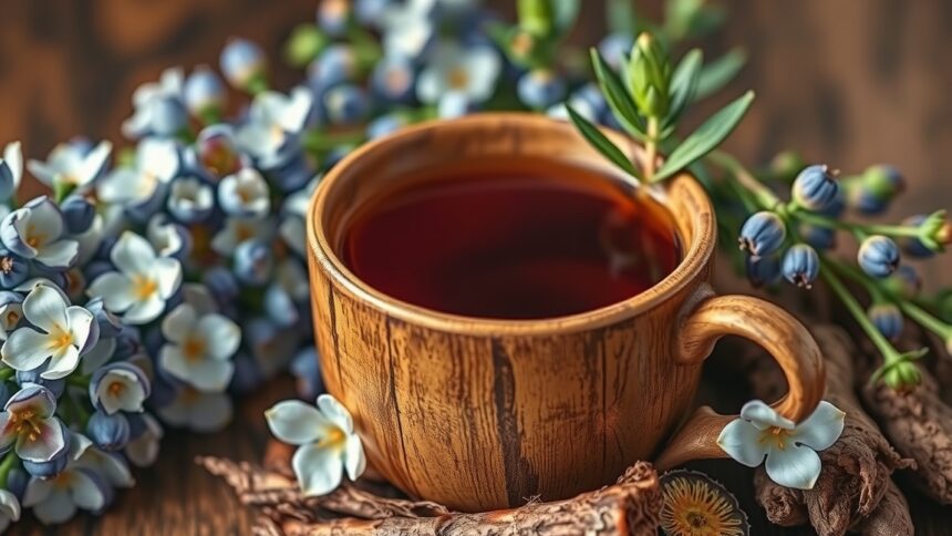 Katáng tea tálalva virágokkal és természetes összetevőkkel