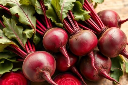 Friss, egészséges cékla levelekkel