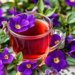 Vadárvácska tea virágokkal díszített bögre, egészséges gyógynövény.