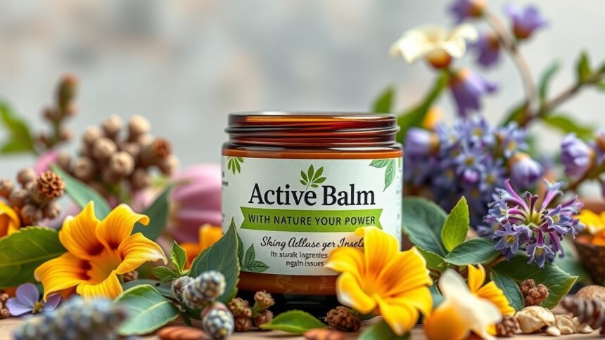 Aktív balzsam természetes összetevőkkel bőrproblémákra.