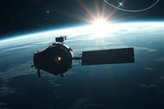 A Kepler űrtávcső a Föld felett napfelkeltével