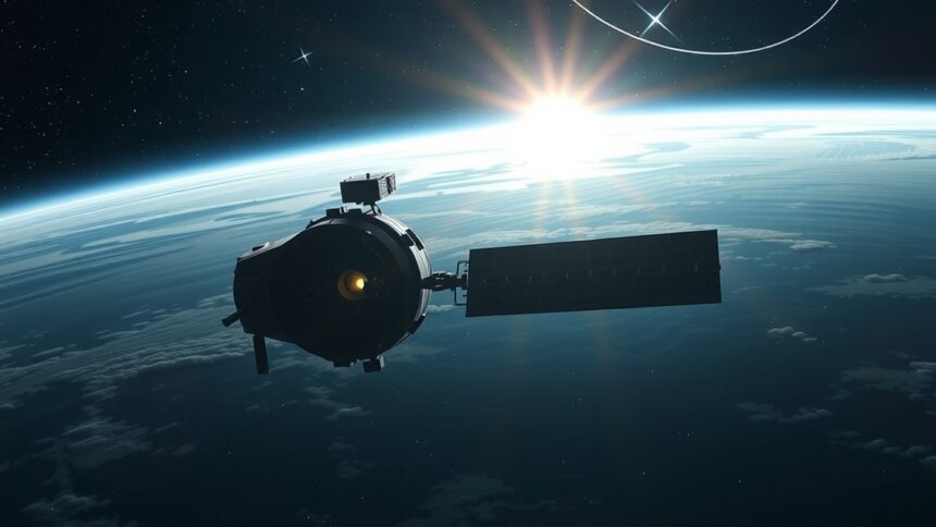 A Kepler űrtávcső a Föld felett napfelkeltével