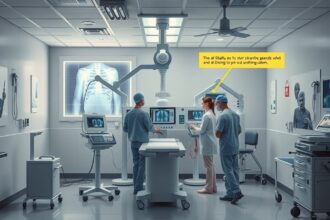 Röntgenvizsgálat a kórházban, egészségügyi szakemberek körében.