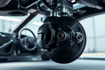 Fékcsappantyú és autó fékrendszer részlete