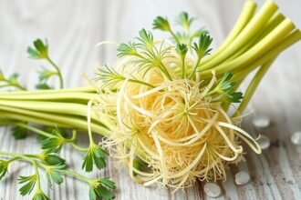 Friss édeskömény, gyógyhatású gyógynövény, amely támogatja az egészséget.