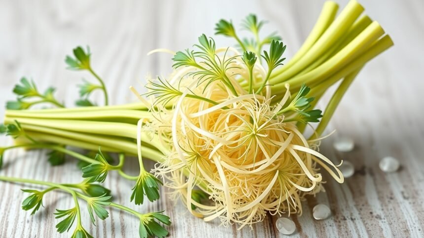 Friss édeskömény, gyógyhatású gyógynövény, amely támogatja az egészséget.