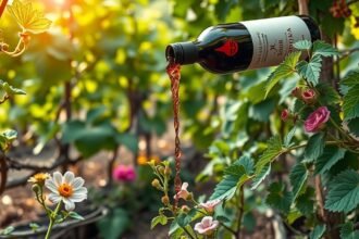 Bor kiöntve a művelődő növények közé a kertben.