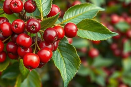 Galagonya termései zöld levelek között, jótékony hatásai