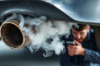 Kipufogó füstölés autójavítás közben