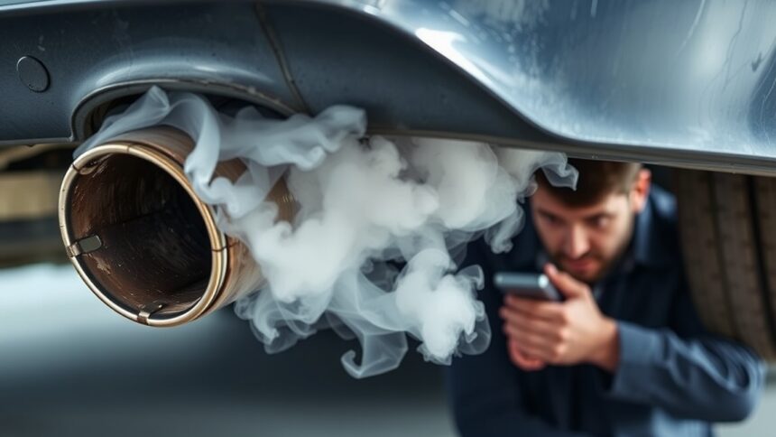 Kipufogó füstölés autójavítás közben