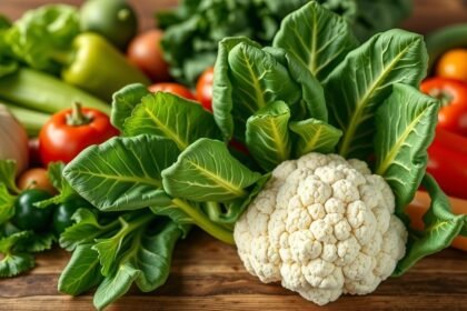 Friss karfiol és zöldségek egy egészséges étkezéshez