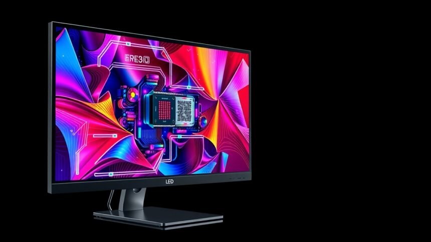 Színes LED monitor modern technológiával és dizájnnal.
