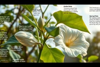 A csattanó maszlag virágja és levelei a természetben.