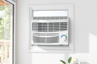 Ablakklíma egy modern, világos szobában, amely hűsíti a levegőt.