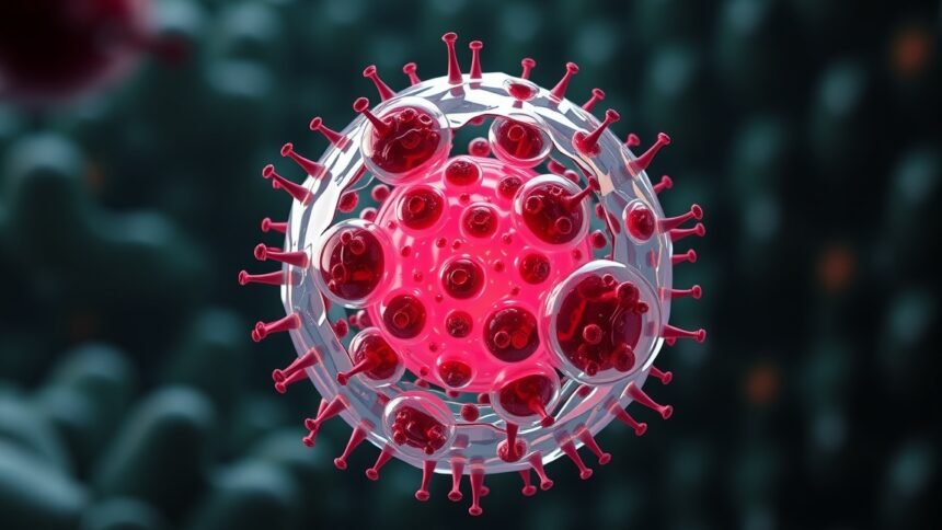 Színes sejtábrázolás, amely a sejt felépítését és működését szemlélteti.