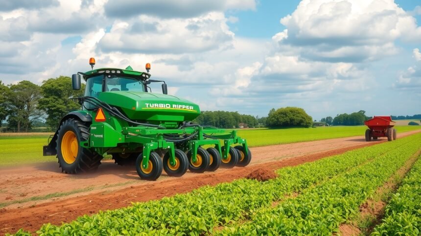 Turbo Ripper mezőgazdasági gép a tarlón, javítja a talajminőséget.