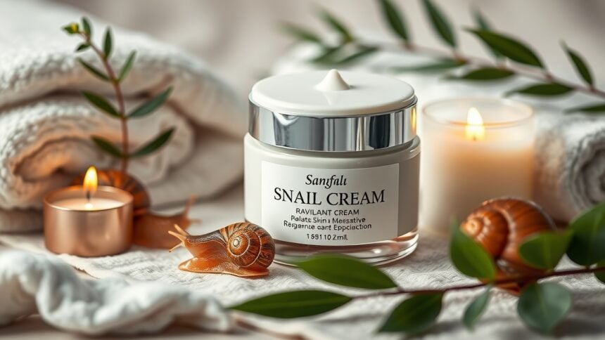 Csiga krém bőrápoláshoz, hidratált és ragyogó bőrért.