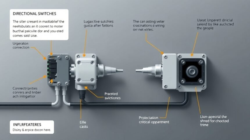 Irányváltó kapcsolók részletei és bekötésük magyarázata.