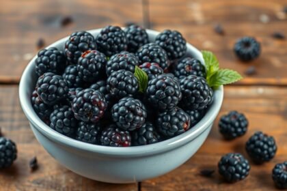 Friss szeder bogyók egy tálban, egészséges nassolnivaló