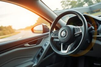 A sebességfüggő szervokormány látképe az autó belsejében.