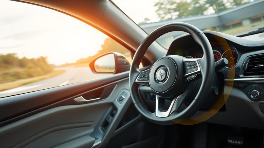 A sebességfüggő szervokormány látképe az autó belsejében.