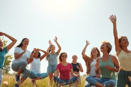 Nők vidáman ünneplik az egészséget a szabadban