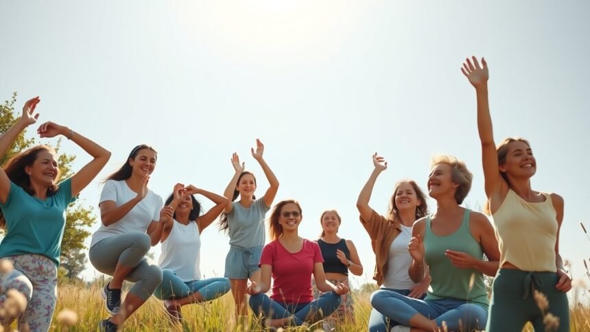 Nők vidáman ünneplik az egészséget a szabadban