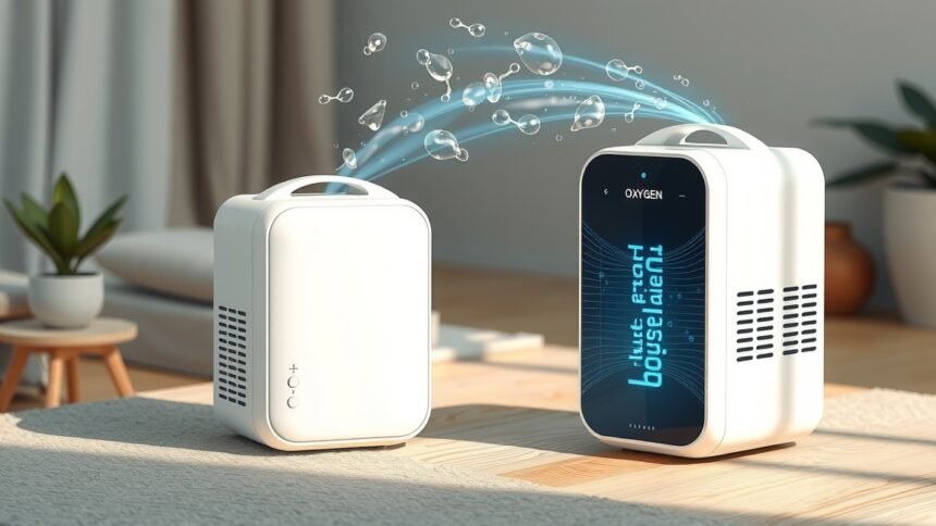 Hordozható oxigéngenerátor friss levegőhöz otthon vagy útközben.