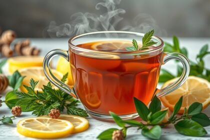 Friss májtisztító tea citrommal és gyógynövényekkel
