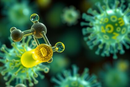 D-vitamin molekula és vírusok illusztrációja