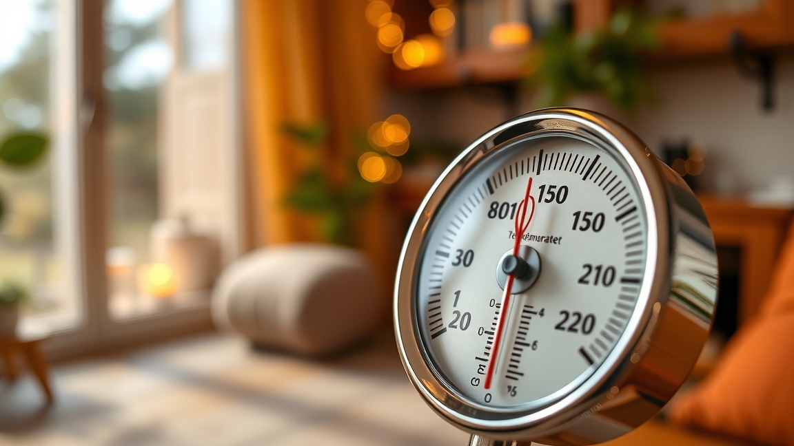 Hőmérő kibővített nézetben, lakóterületen való használatra.