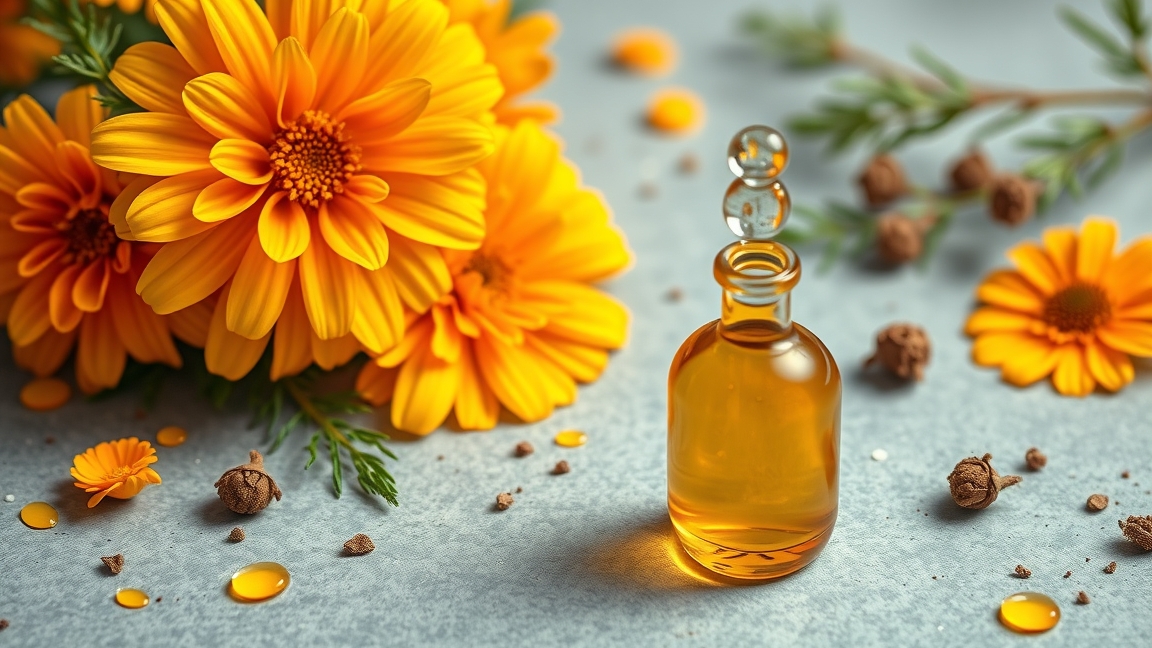 Körömvirág cseppek és virágok egy szép elrendezésben.