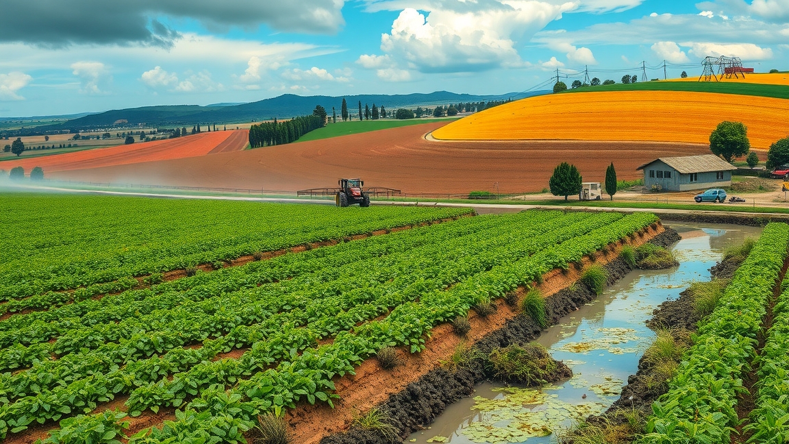 Zöldségültetvény mezőgazdasági területen, traktorral dolgozó gazda