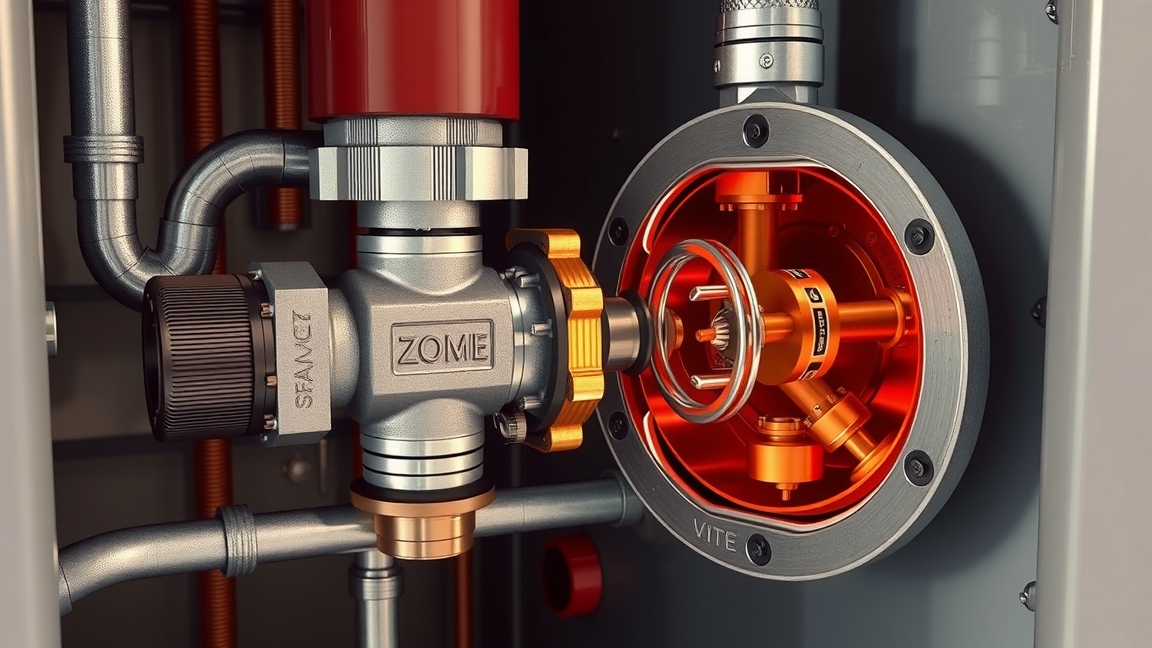 Zónaszelep részletes képe a fűtési rendszerben