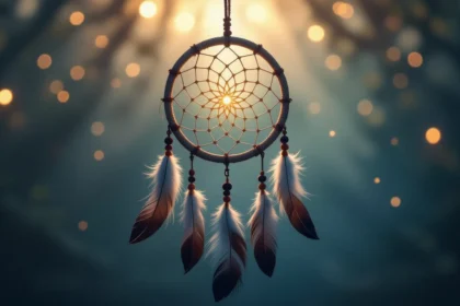 Álomfogó, amely a tudatalatti üzenetek értelmezését szimbolizálja.